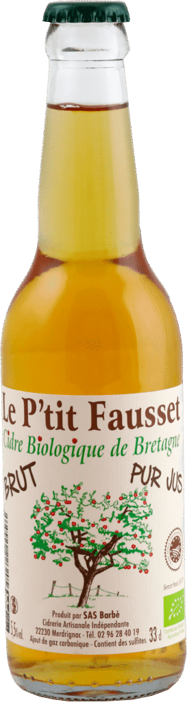 Bouteille de Cidre Biologique Brut de Bretagne Le P'tit Fausset 33 cl