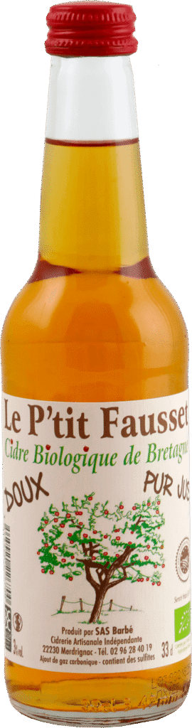 Bouteille de Cidre Biologique Doux de Bretagne Le P'tit Fausset 33 cl