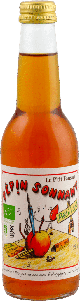 Bouteille de Jus de Pommes Biologique Pétillant Pépin Sonnant 33 cl